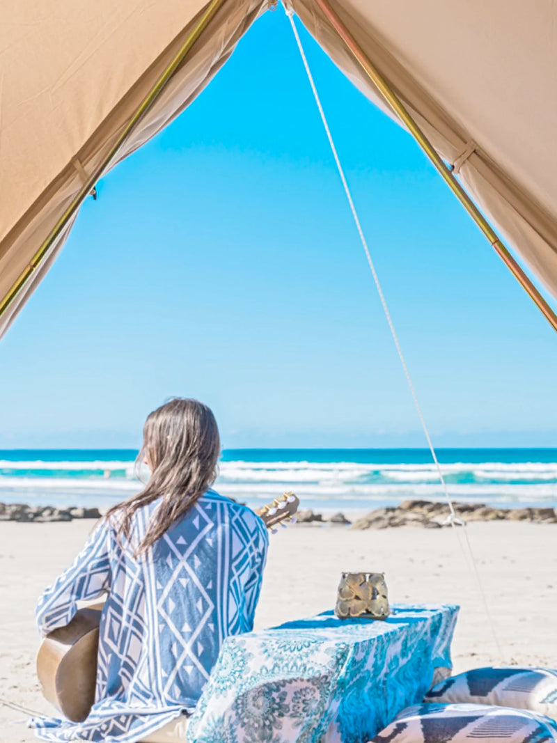Blue Bohemian Beach Tent Lifestyle